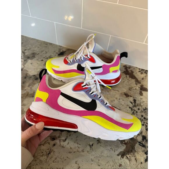 Nike Shoes - Nike Air Max 270 React Sneakers White Pink Yellow Black, Women’s Size 9